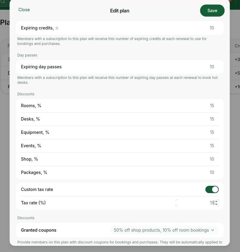 Set a custom tax rate for a plan in RNTOR