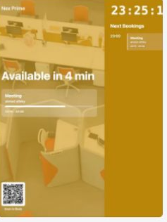 Check In on room display on on RNTOR's coworking space management platform