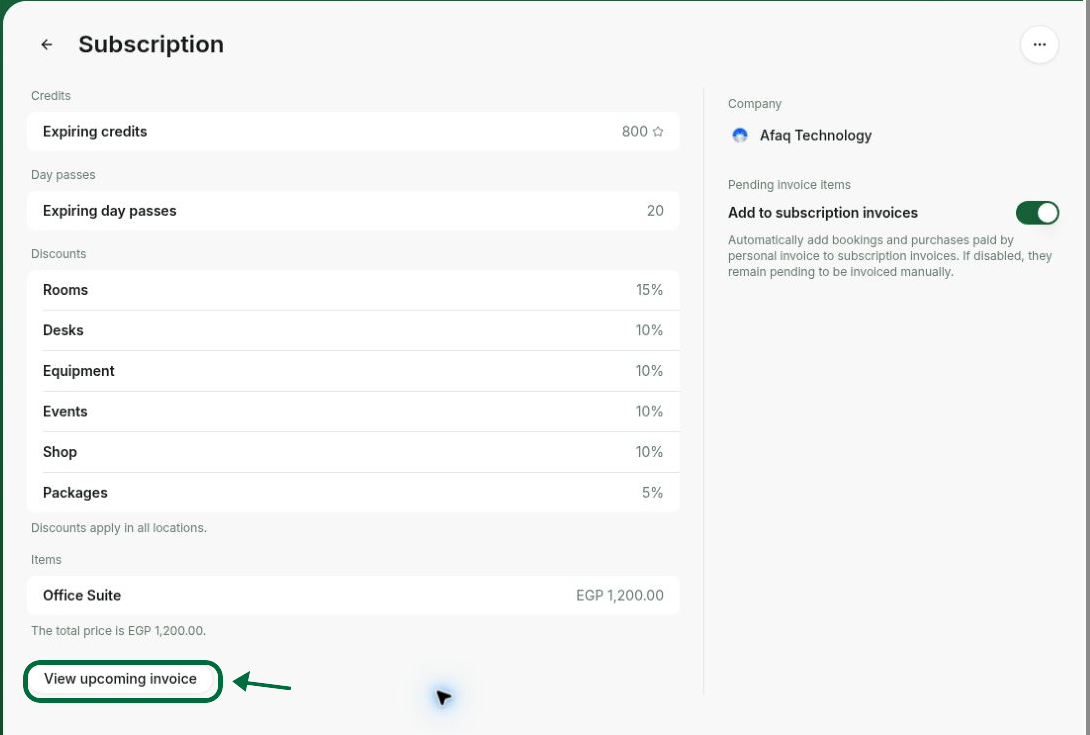 Access a customer's upcoming invoice in RNTOR