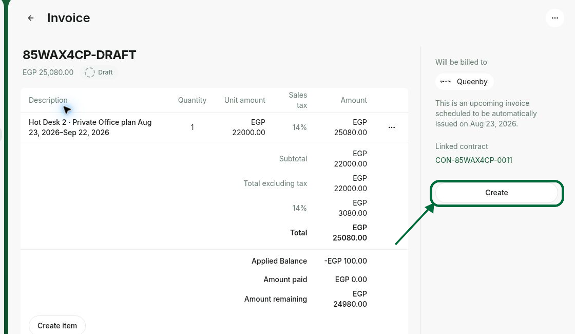 Create and issue an upcoming invoice earlier in RNTOR