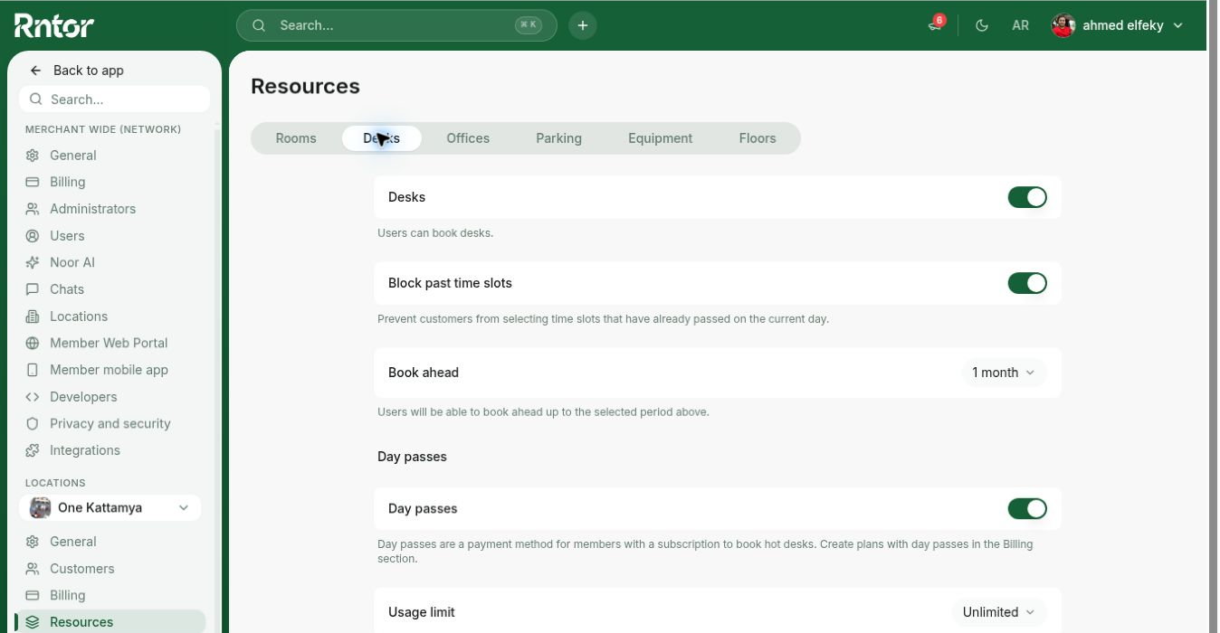 Resource Management Desks Configure General Desk Settings