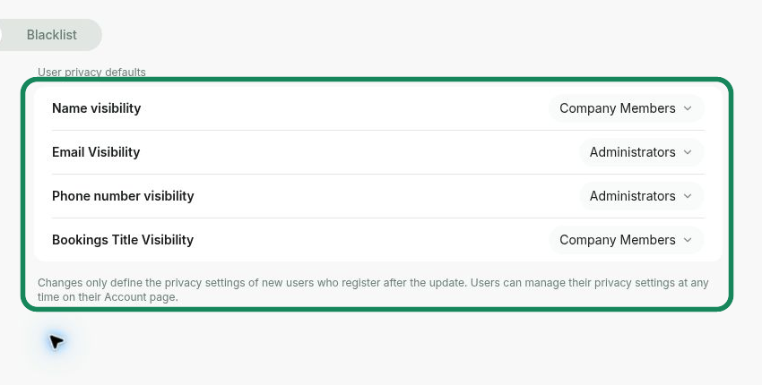 Manage visibility of user information