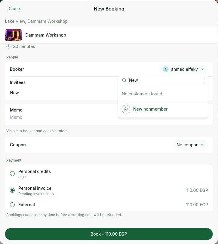 Create a booking for a new nonmember in RNTOR