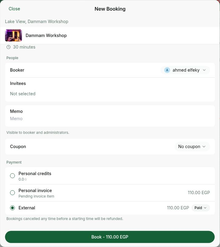 Mark an external booking payment as paid in RNTOR