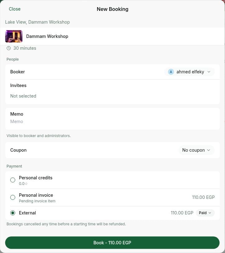 Mark an external booking payment as paid in RNTOR