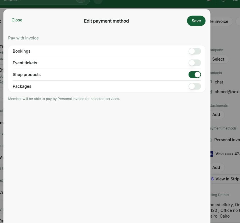 Enable personal invoice payments for selected services in RNTOR