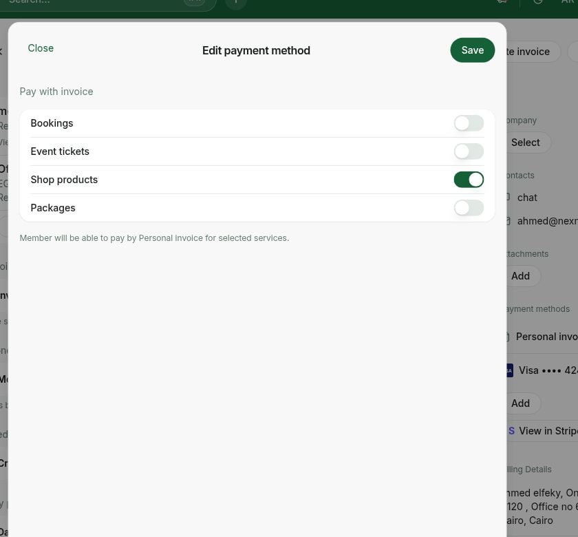 Enable personal invoice payments for selected services in RNTOR