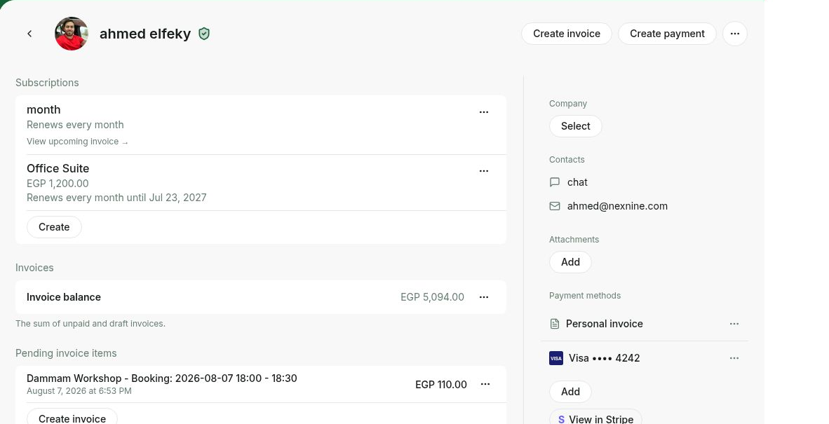 Manage pending invoice items in a customer profile in RNTOR