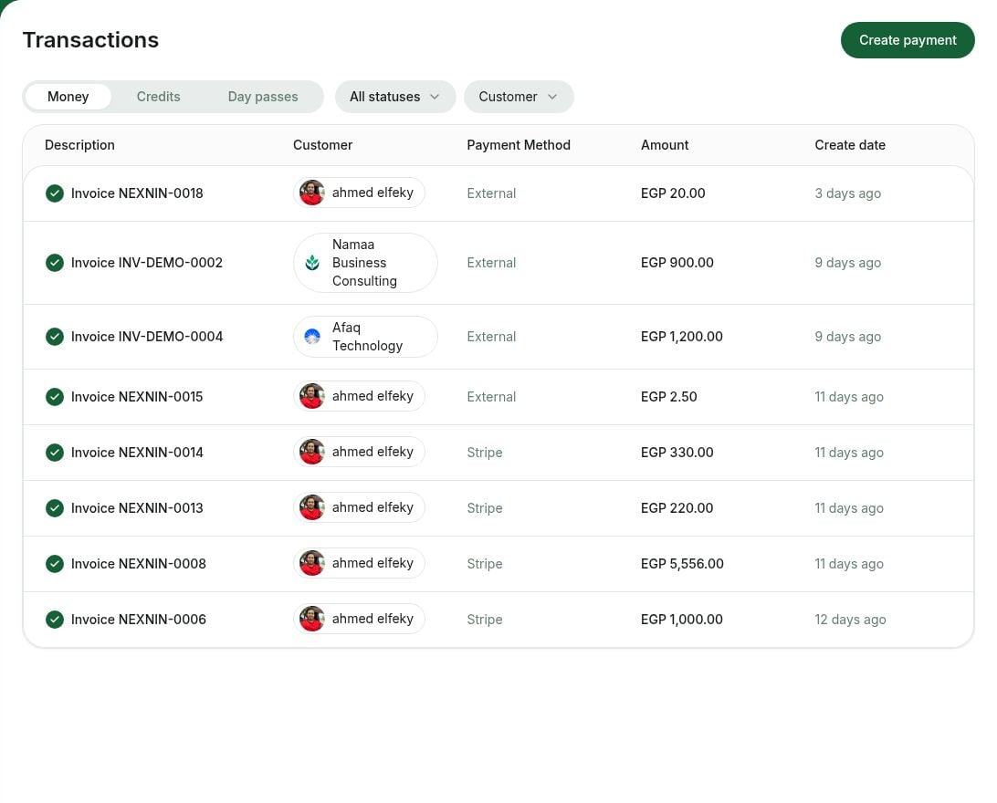 Money transactions in RNTOR