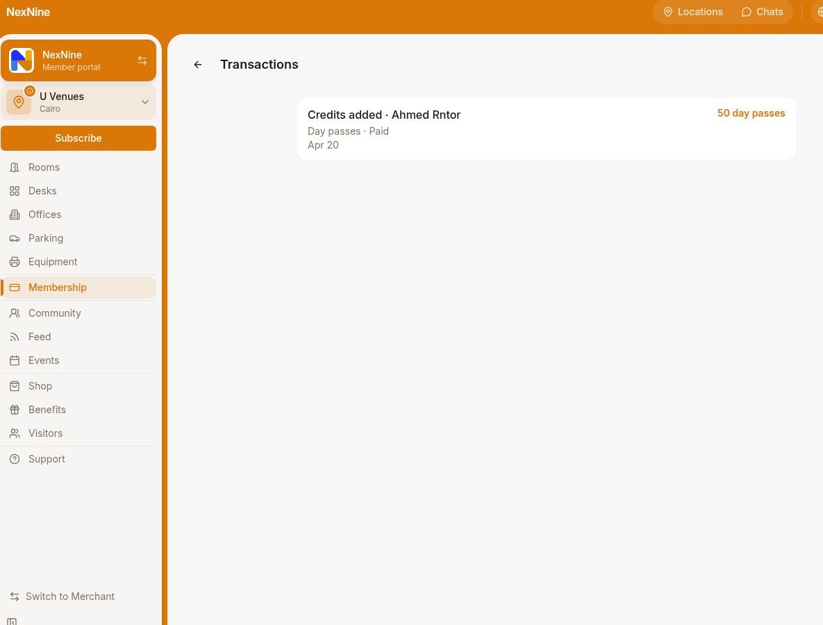 View member day pass transactions in the RNTOR member portal