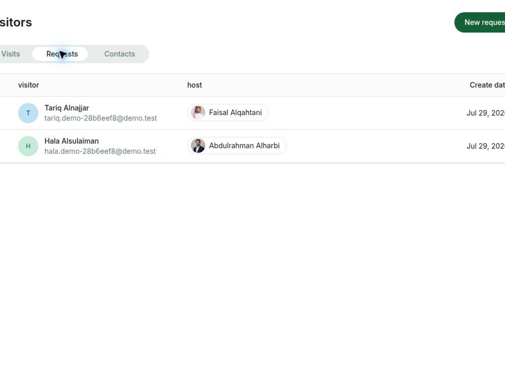 Request a visit on RNTOR's coworking space management platform