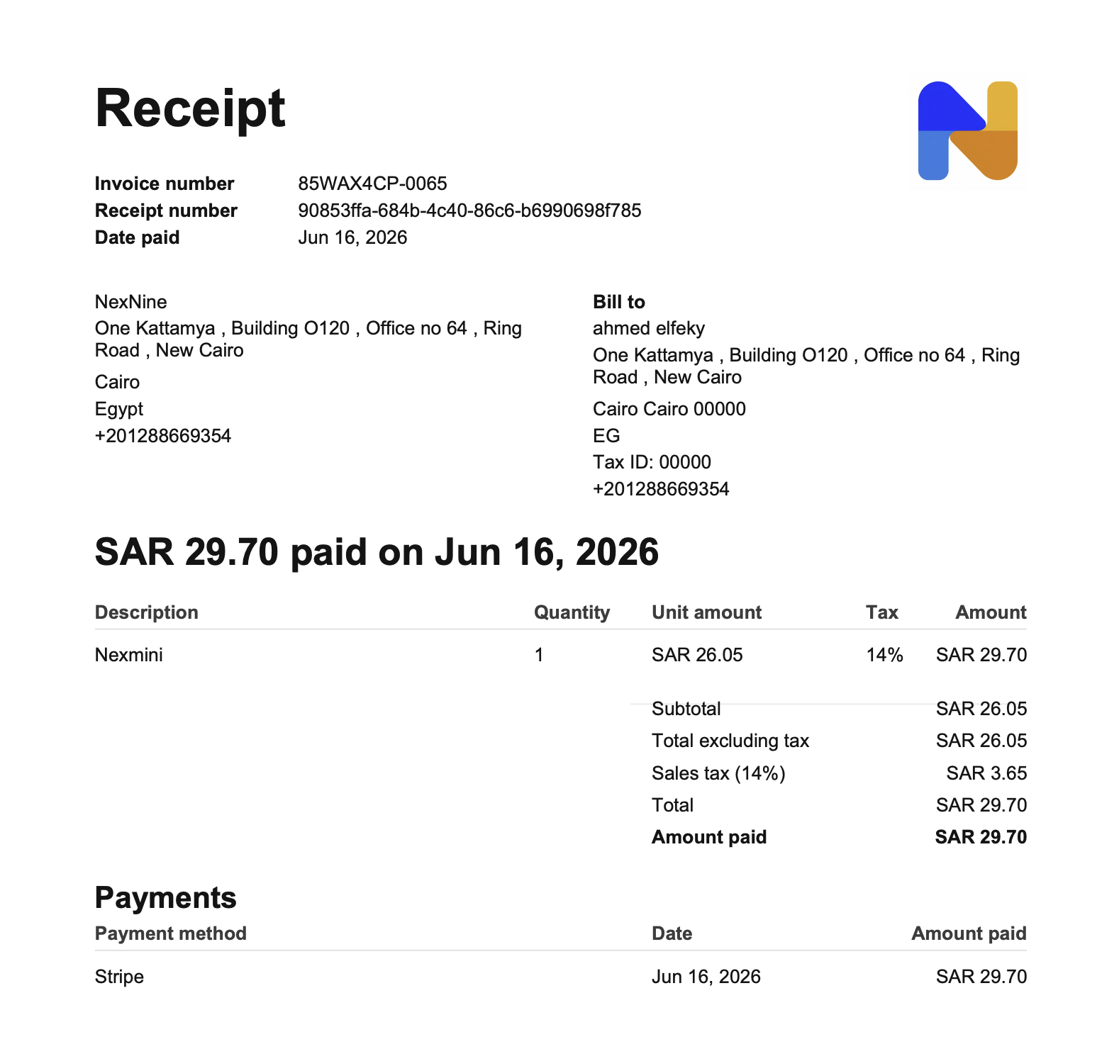 Invoice issued in an alternative currency by RNTOR