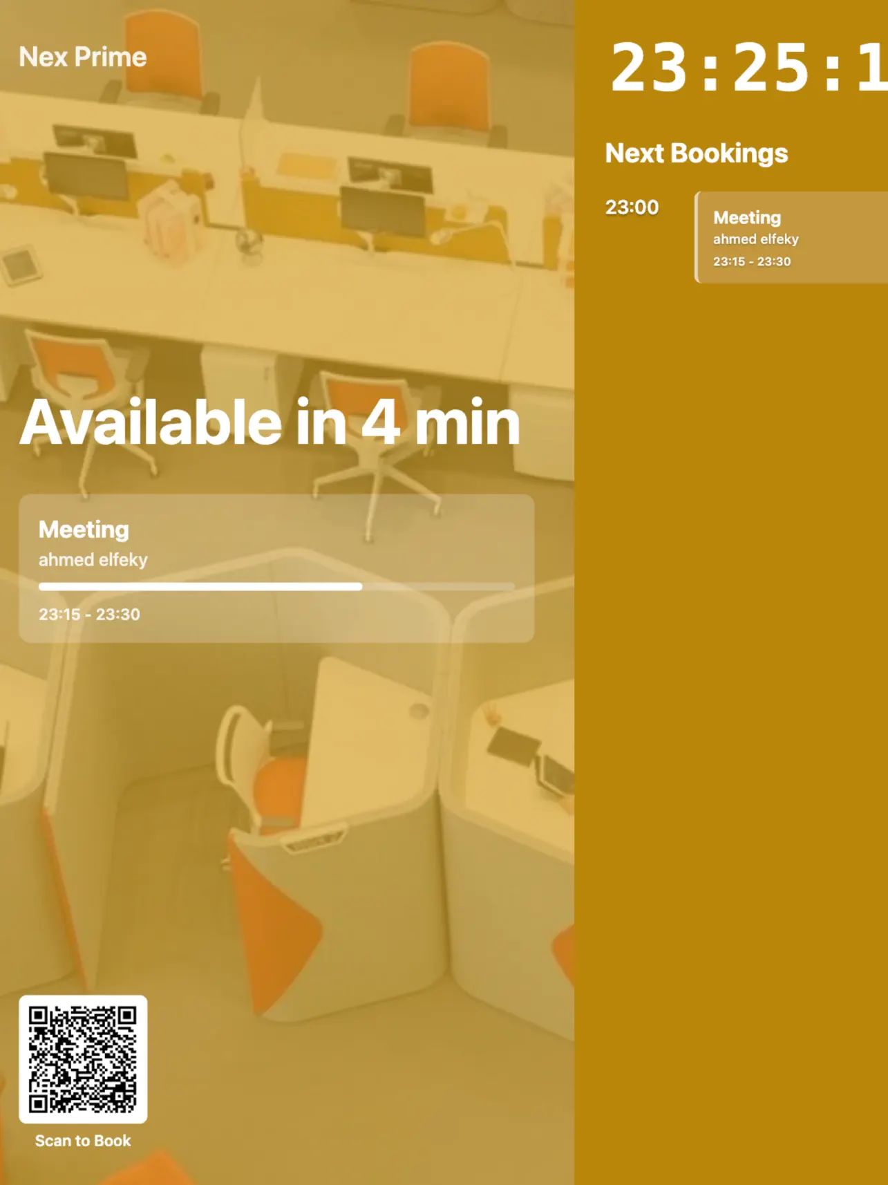 RNTOR Room Display showing when an occupied room becomes available