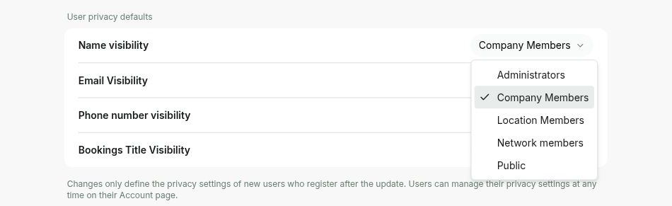 User privacy defaults in Rntor