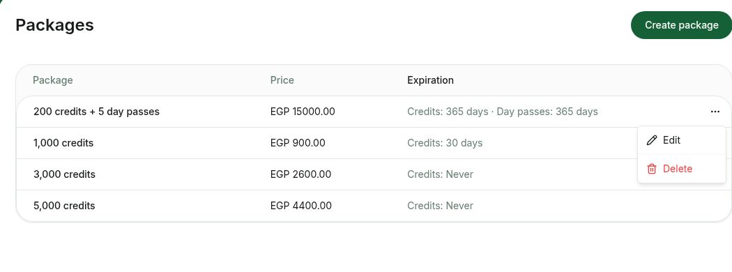 Edit or delete packages in RNTOR