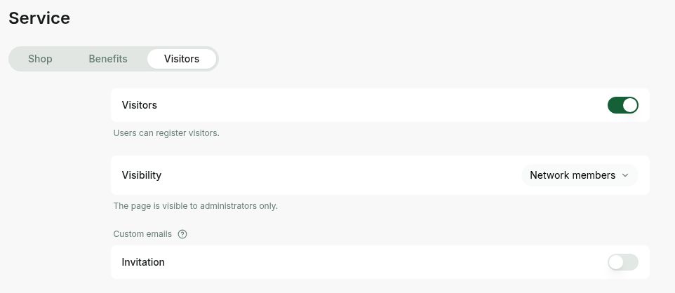 Visitor invitation setting before enabling custom text in Rntor