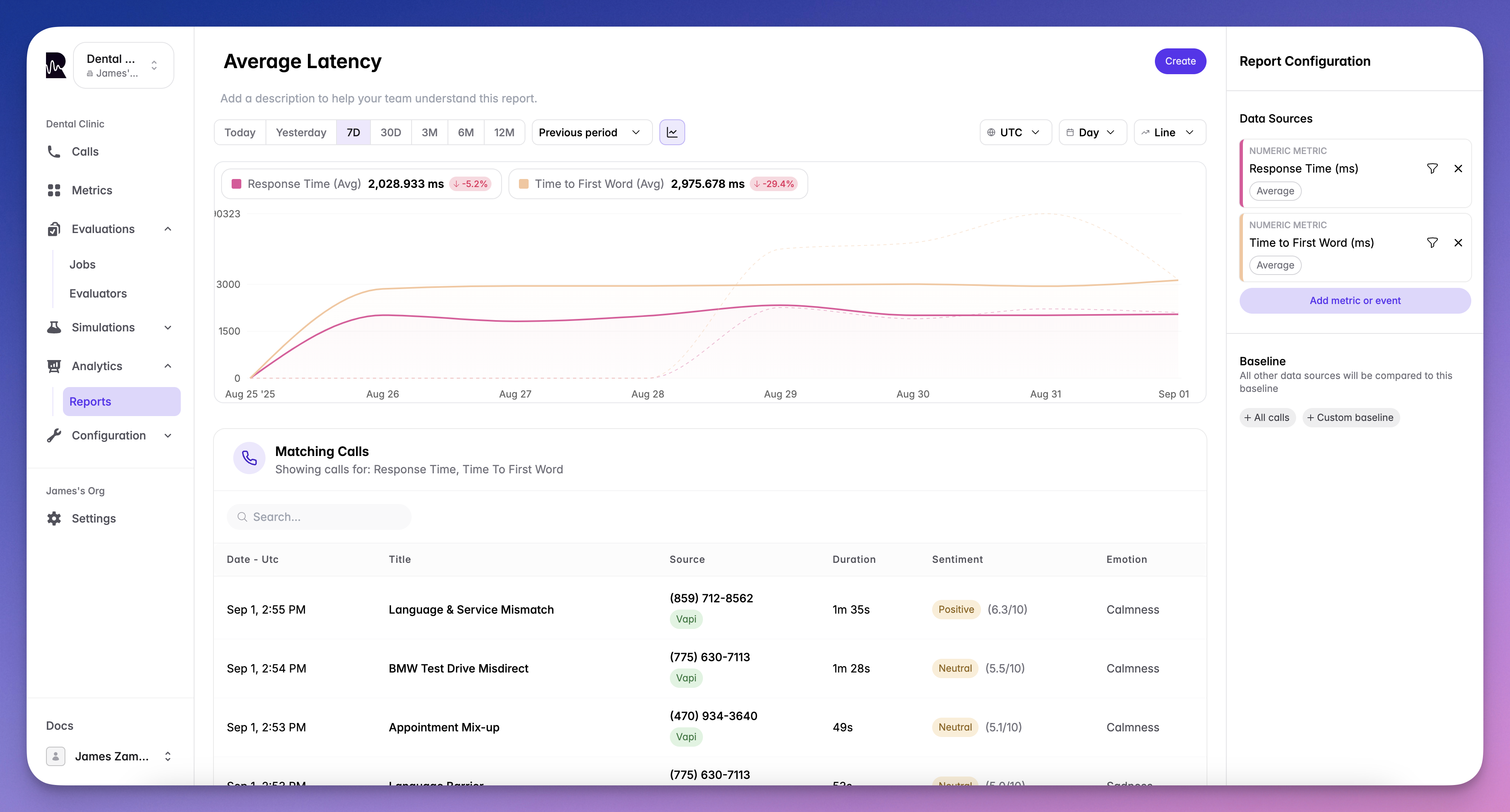Latency Report Example