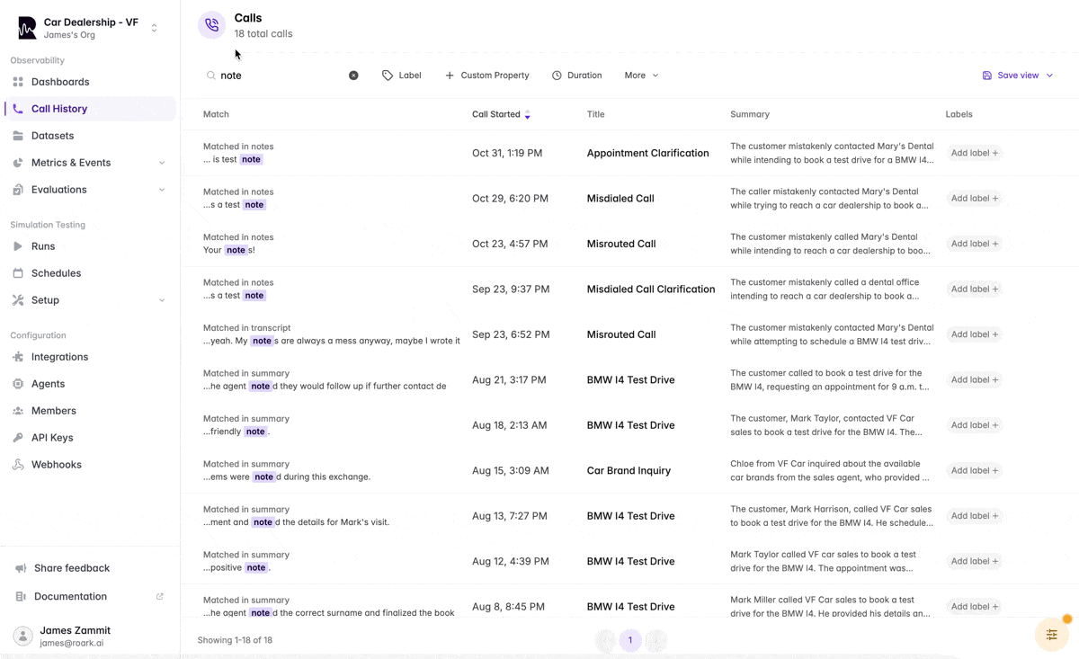 Enhanced Call Search