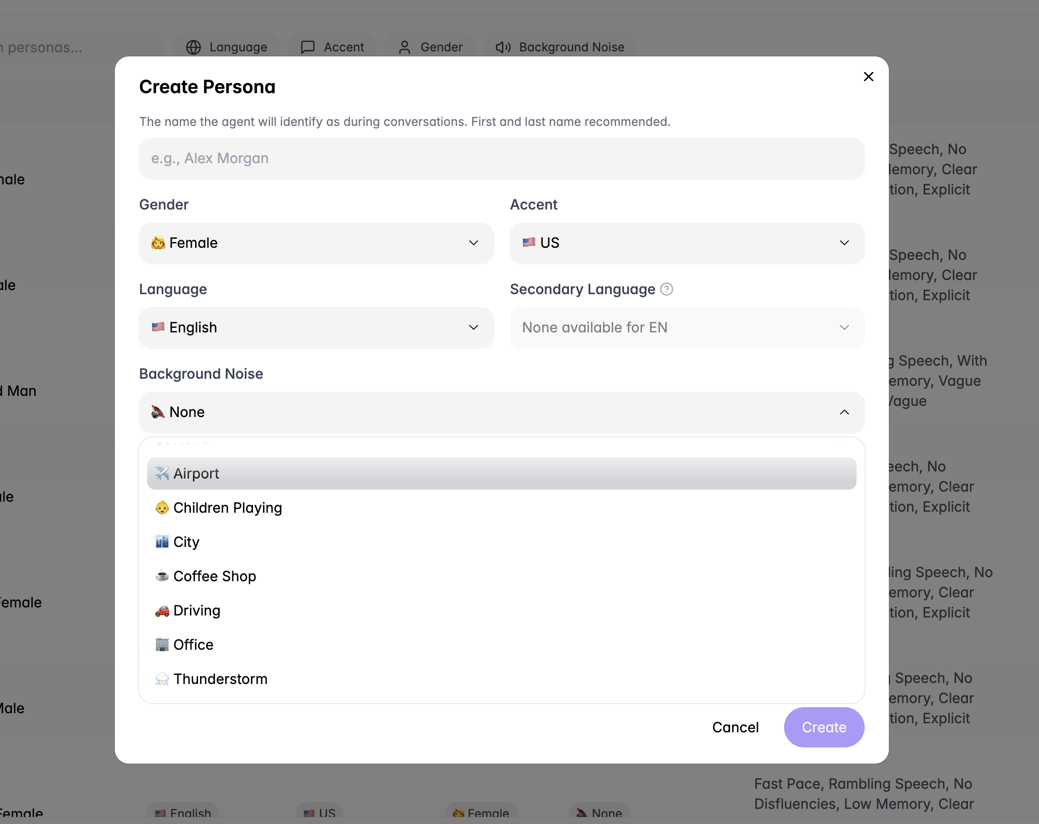 Persona Background Noise