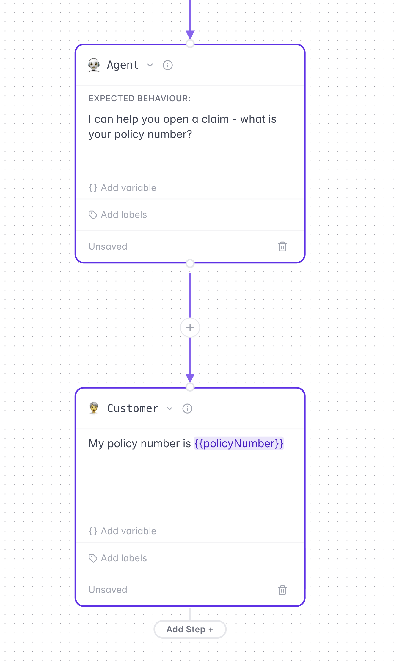 Scenario editor with template variables