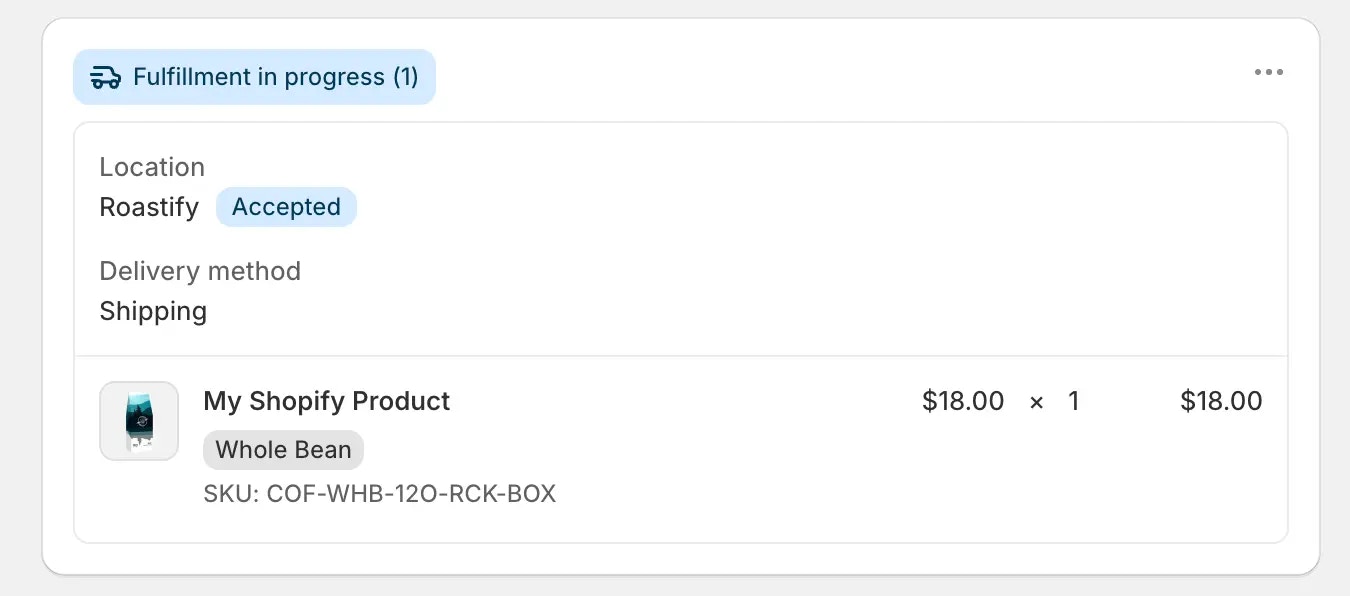 Shopify fulfillment status