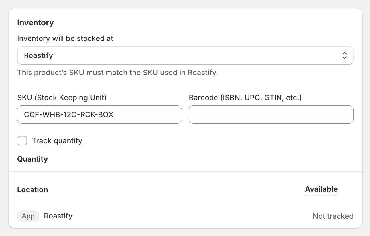 Shopify variant location settings