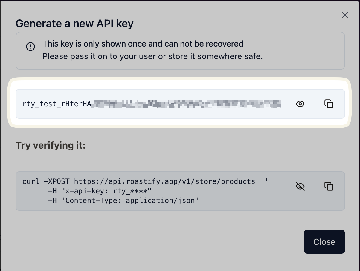 API key details