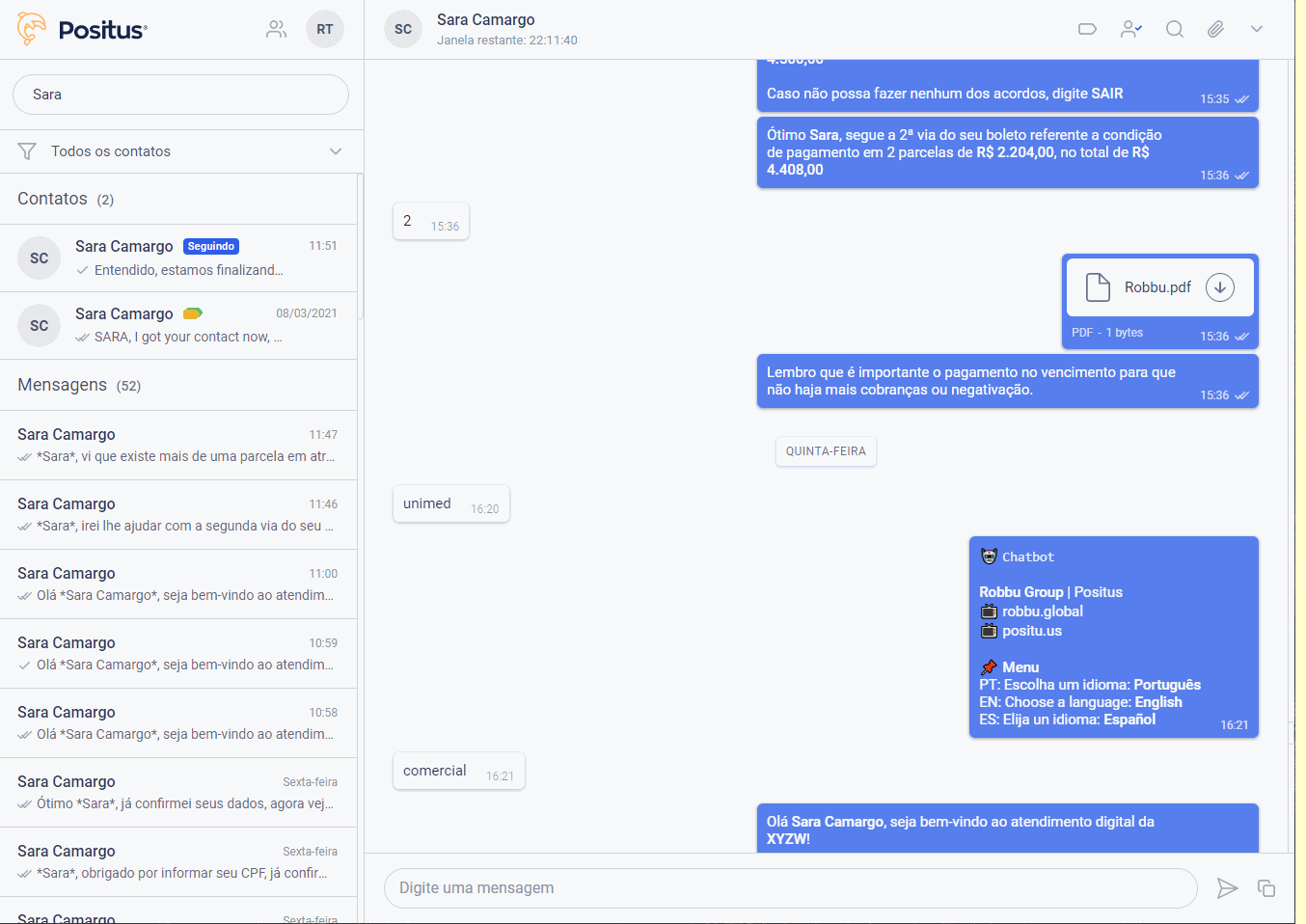 Procurando uma mensagem dentro de uma conversa
