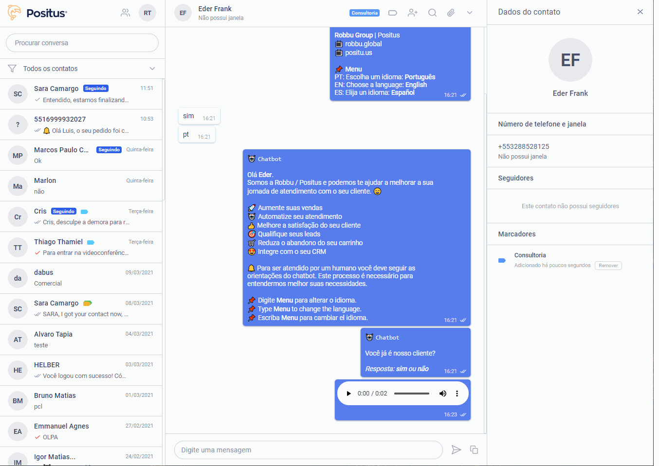 Filtrando conversas por marcador