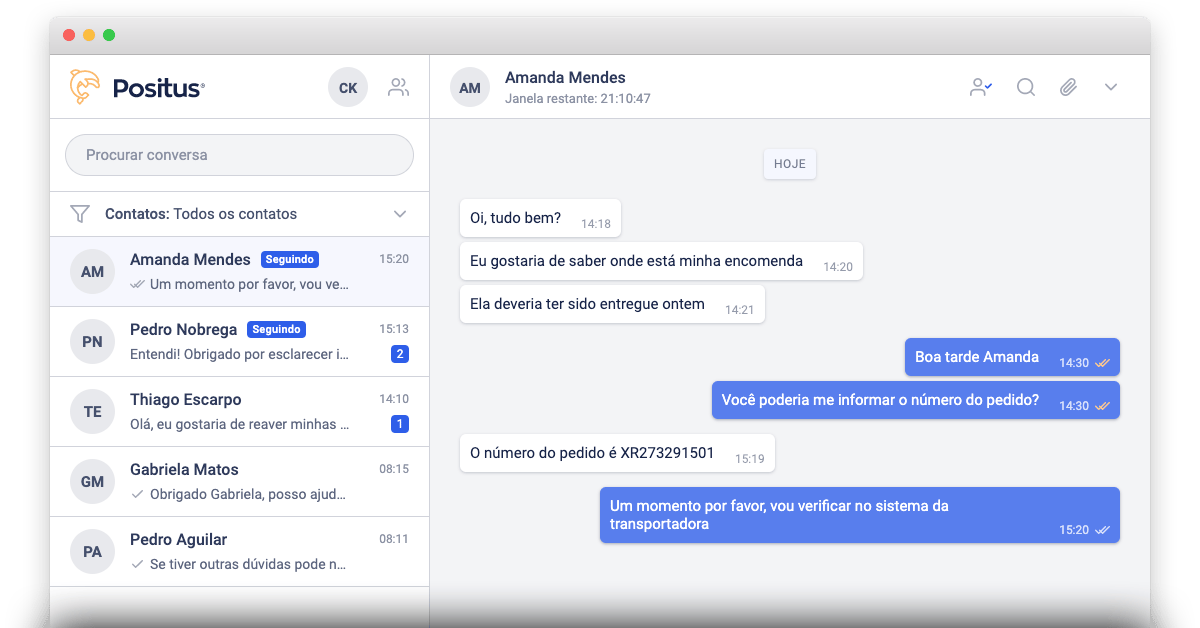 Visão geral do Positus Messenger