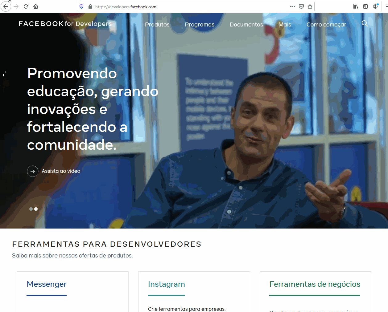 Criando um aplicativo no Facebook Developers e copiando o ID do Aplicativo