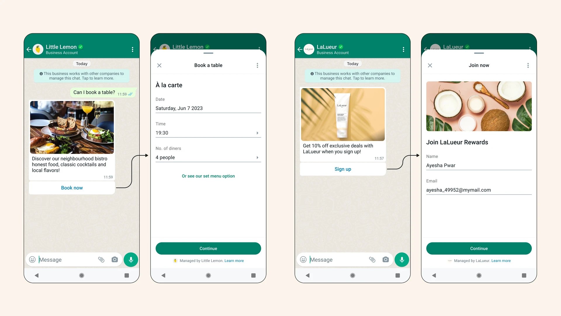 Ejemplo de un WhatsApp Flow