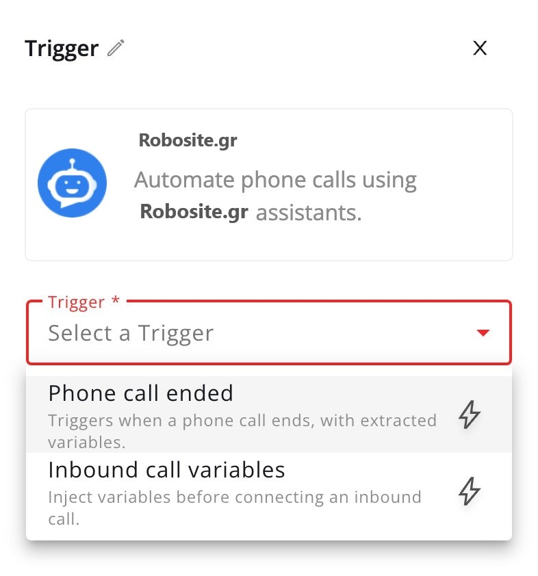 robosite Call Ended Trigger