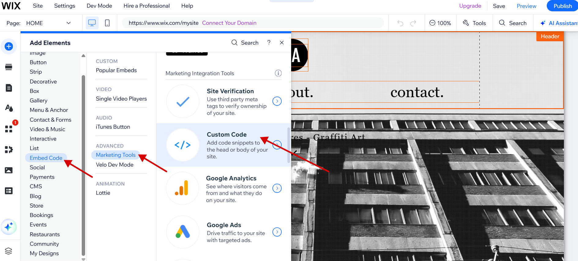 Wix HTML iframe settings with Robylon embed code pasted