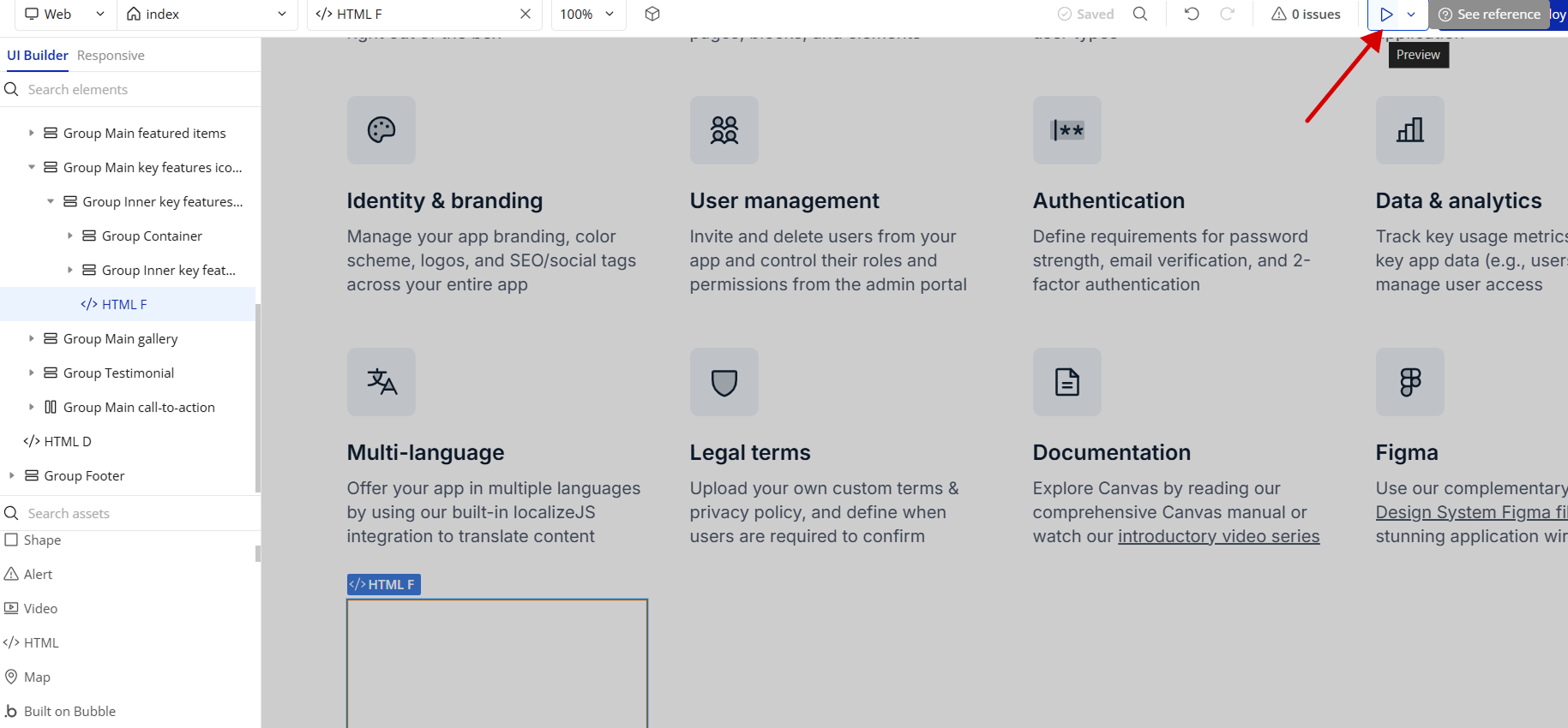Preview the Bubble app to test the Robylon chatbot integration