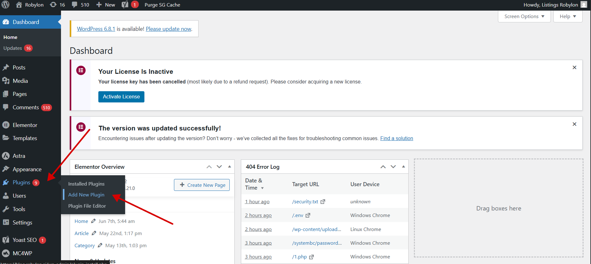 WordPress dashboard showing Plugins → Add New screen to install WPCode