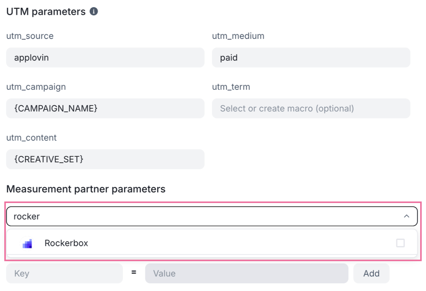 Selecting Rockerbox as measurement partner