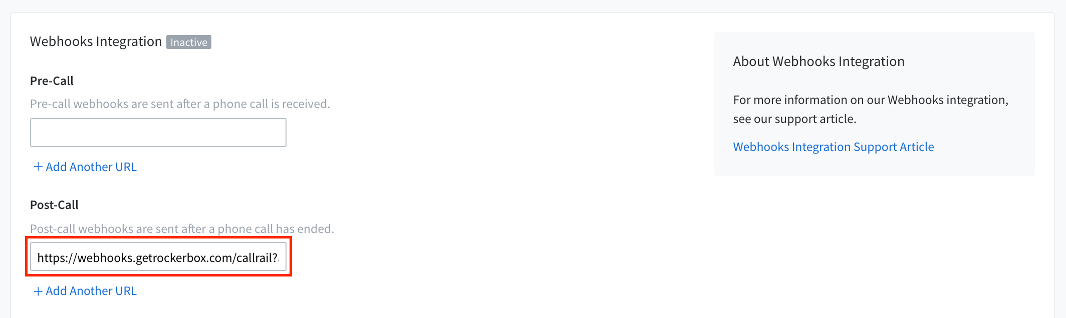 CallRail Webhooks Integration with Post-Call URL