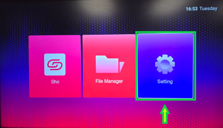 Setting tile highlighted on the ZenStick home screen