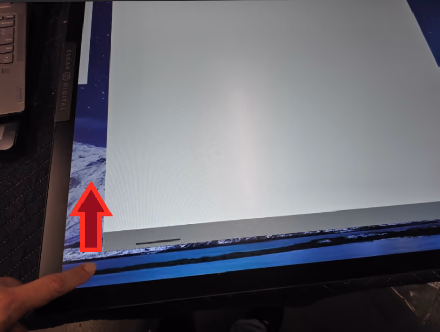 Arrow showing the upward swipe from the bottom-left corner of the Rocket app