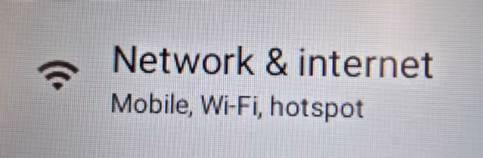Network and internet option in Android Settings