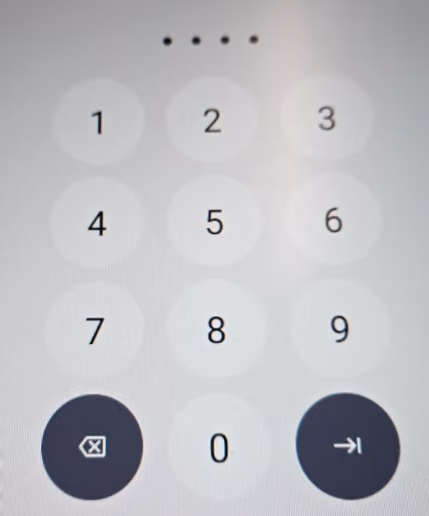 Numeric keypad for entering the display unlock PIN