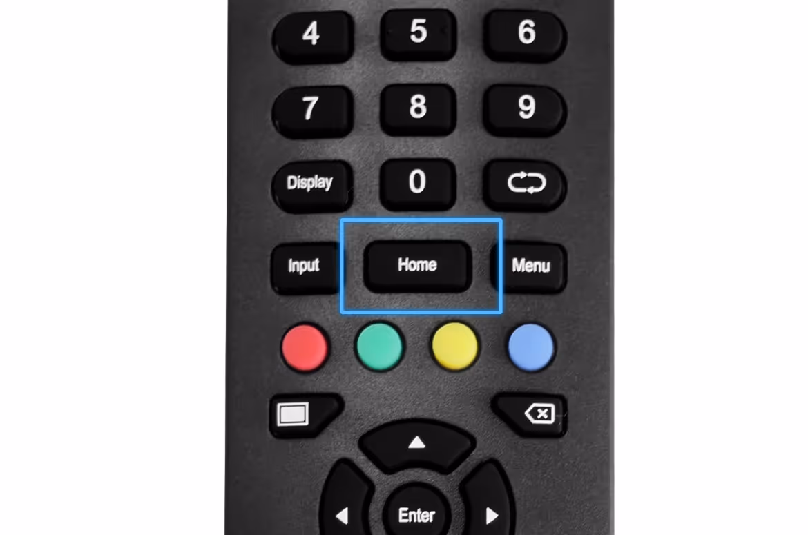 Home button highlighted on the ClearTouch remote