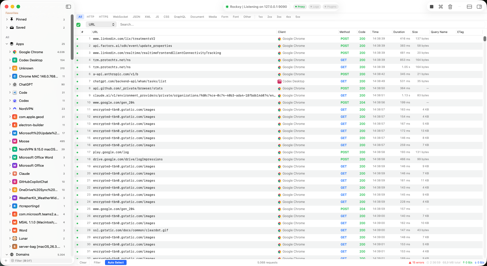 Rockxy main window on macOS