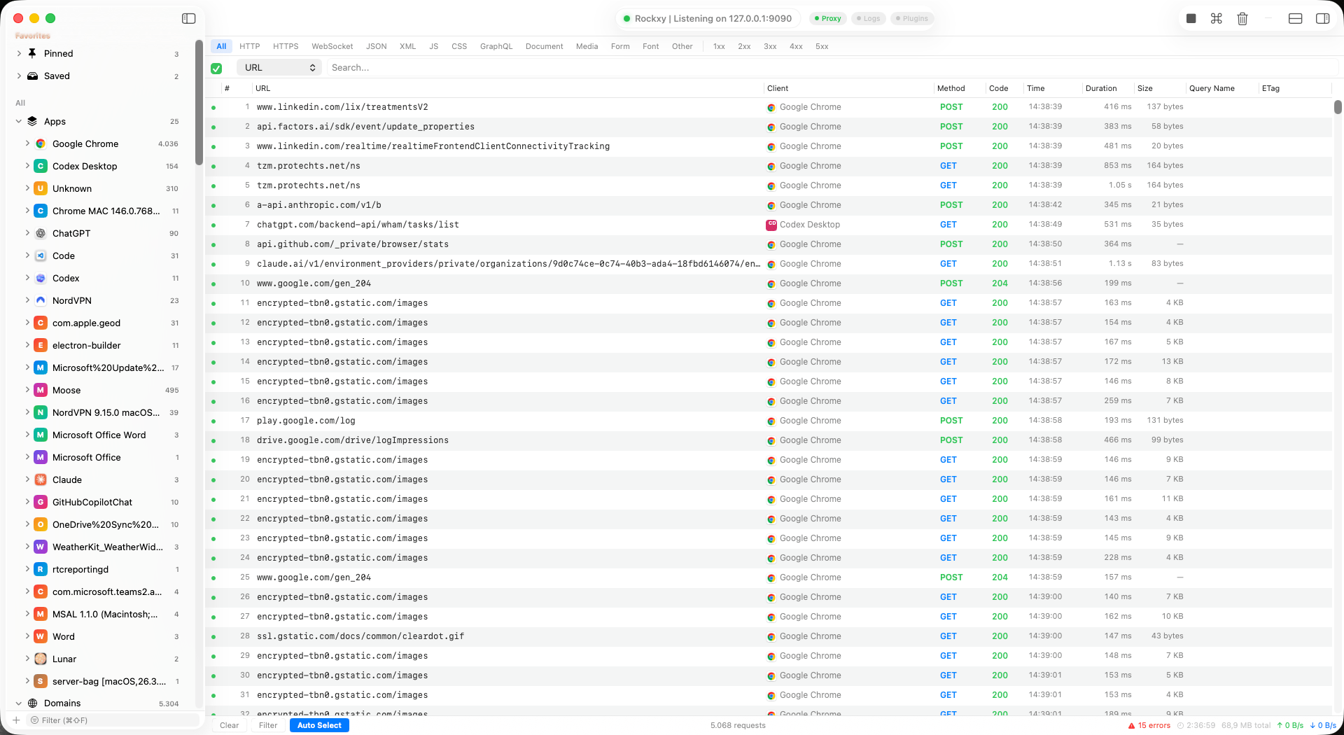 Rockxy main window on macOS