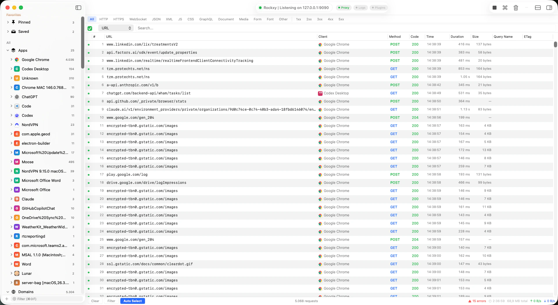 Rockxy main window on macOS