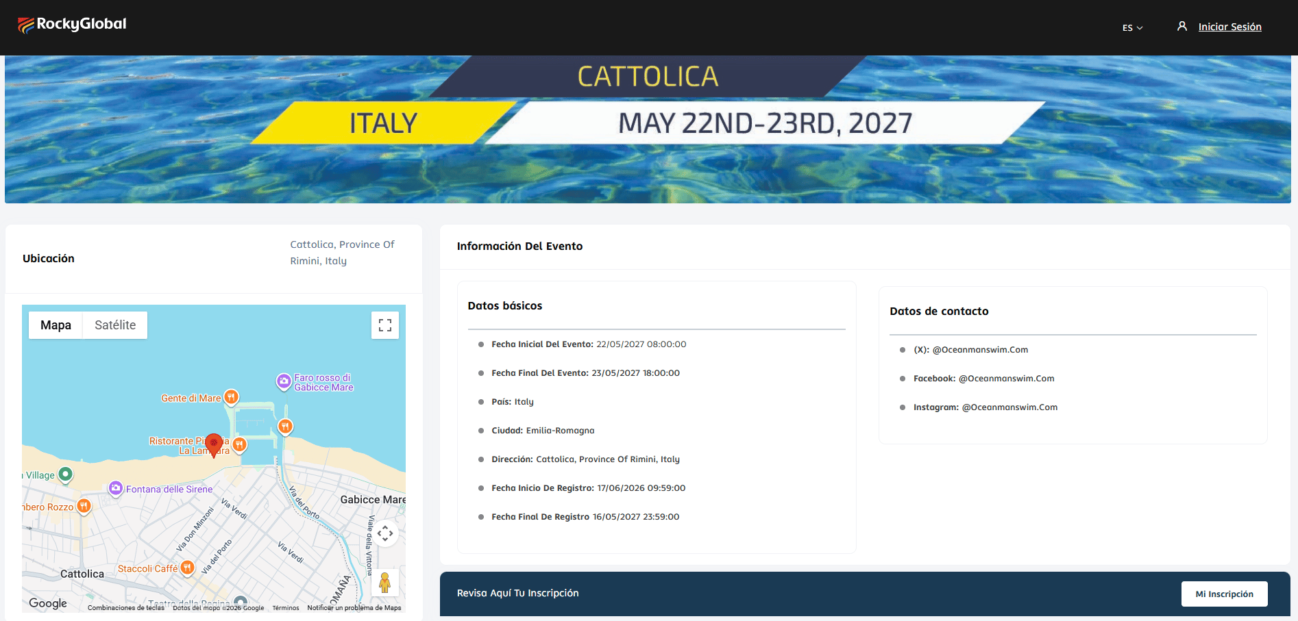 Public detail of an event with location and basic information