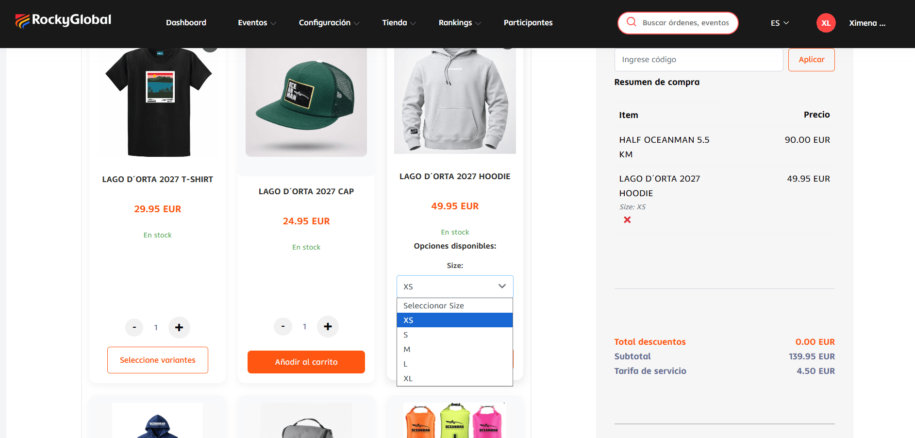 Registration step with the option to add store products