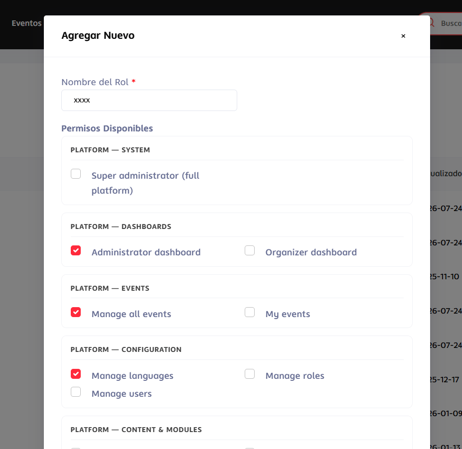 The "Roles" tab in Settings → Roles and Users