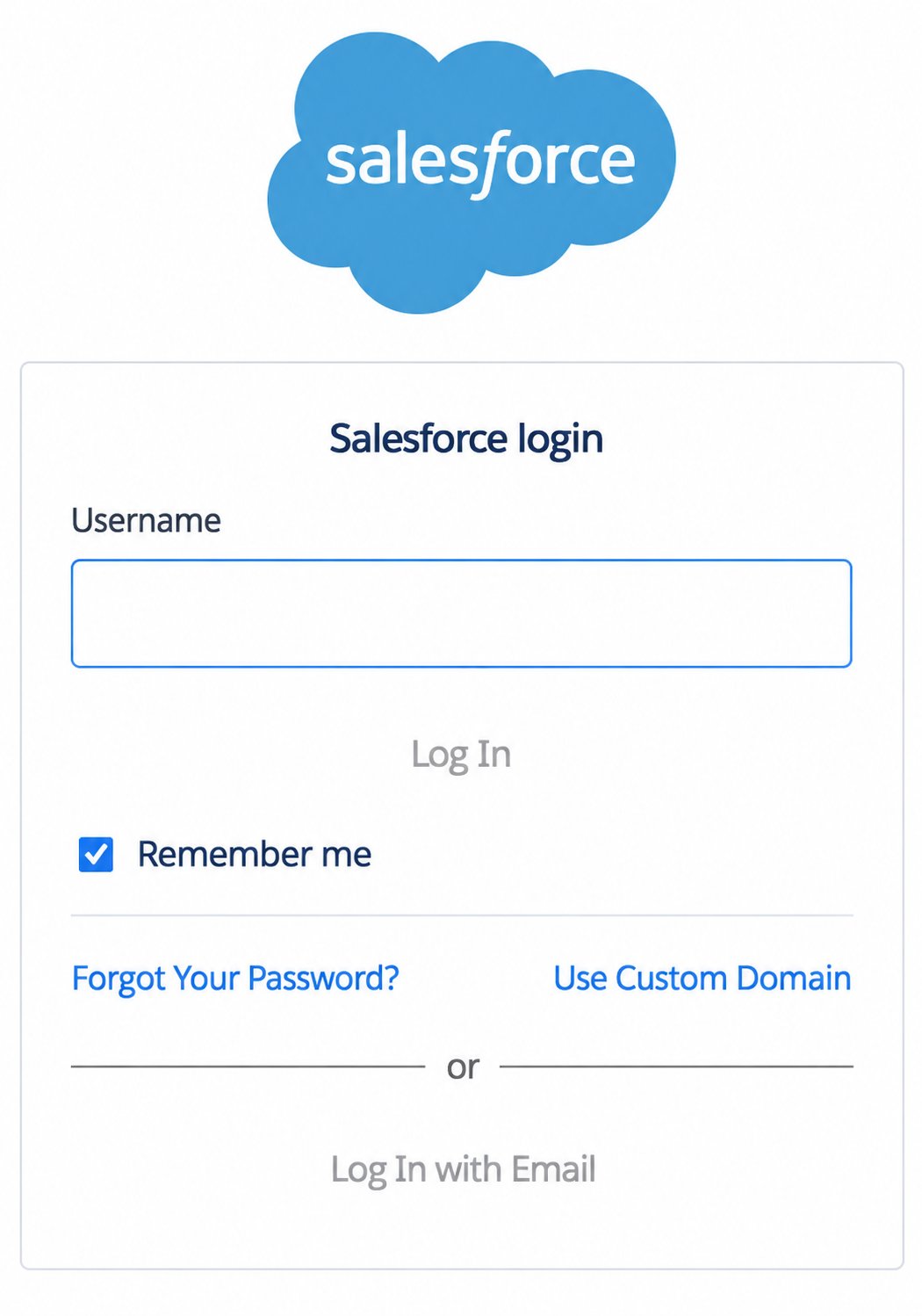 The Salesforce production sign-in screen